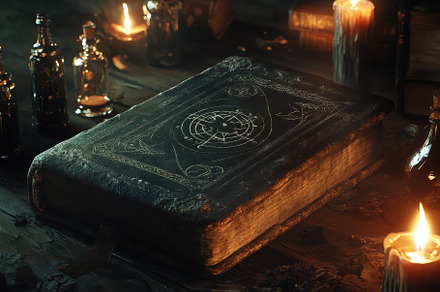 Creepy old book with mystical symbol, a Photo by Iftikhar Alam