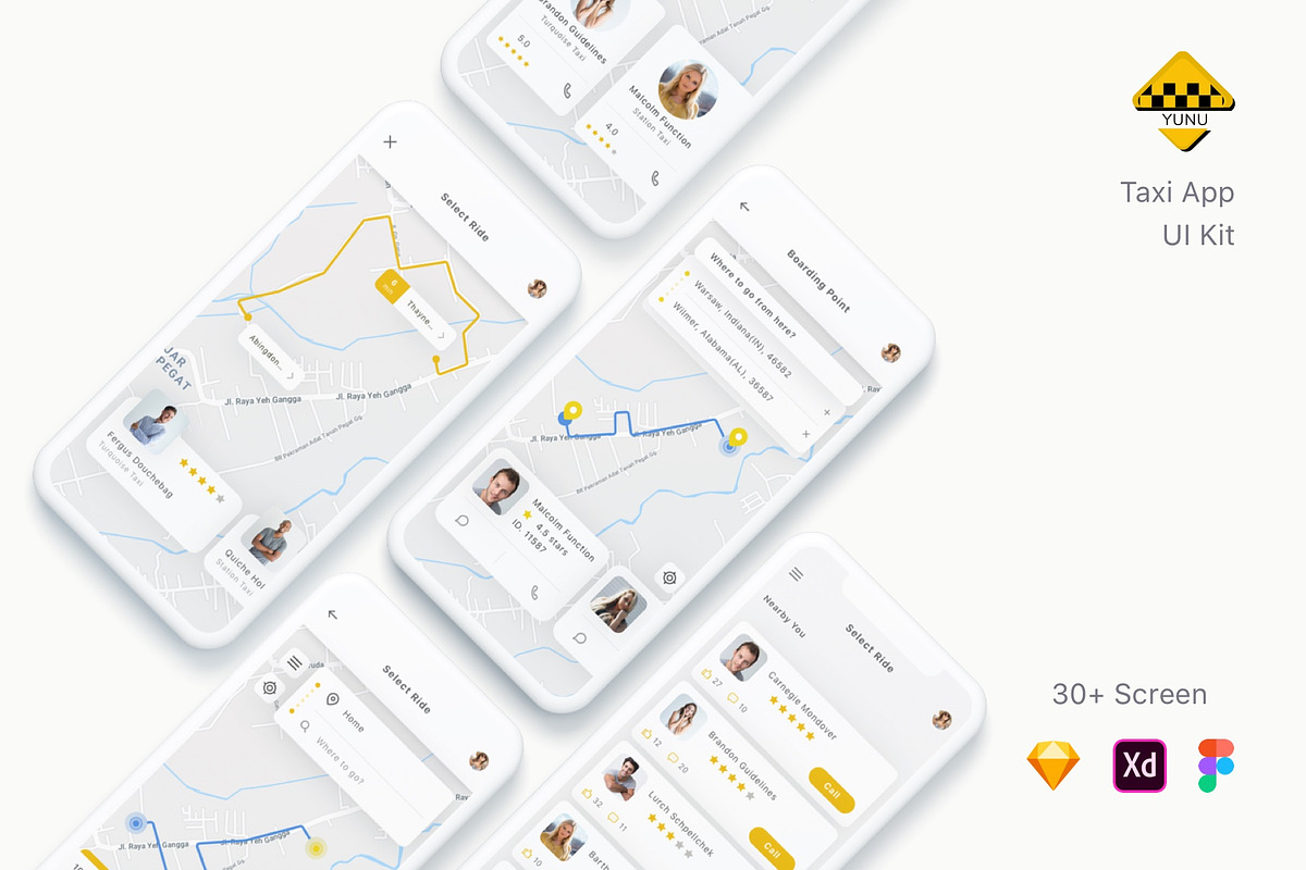 Yunu - Taxi App UI Kit, an App Template by Betush (Photo 1 of 6)