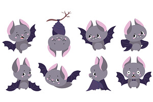 Funny bats. Cartoon bat different, an Animal Illustration by Valerie Bodnar
