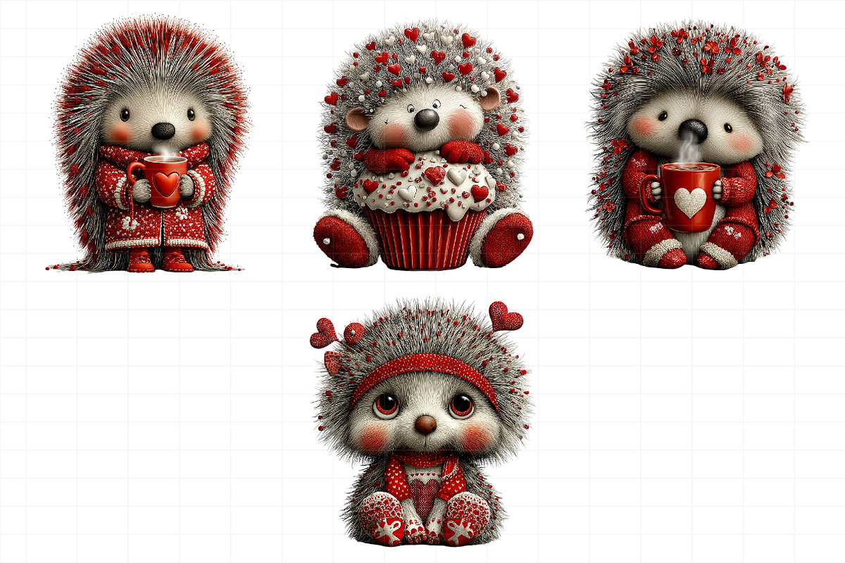 Whimsical Valentine Hedgehog Clipart, an Illustration by Daily.Designs (Photo 7 of 8)