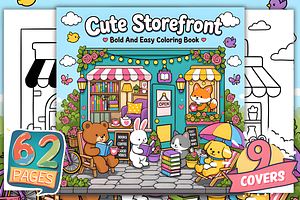Cute Storefront Coloring Pages, a Decorative Illustration by Coco Bloom