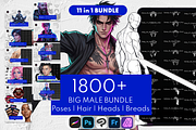 1800+ Male Character Procreate Stamp, a Brush Add-On by Selentaori Studio (Thumbnail 1 of 16)