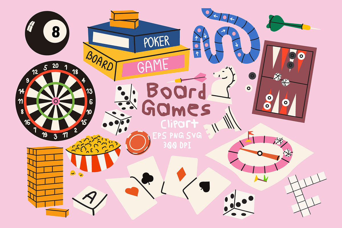 Board Games Clipart Vector Set, a Decorative Illustration by Luamor (Photo 1 of 5)