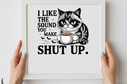 Grumpy Coffee Cat Funny Quote PNG, a Graphic by olgasallom (Thumbnail 2 of 3)