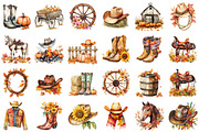 Watercolor Cowboy Autumn Clipart, a Seasonal Illustration by designcity5 (Thumbnail 2 of 5)