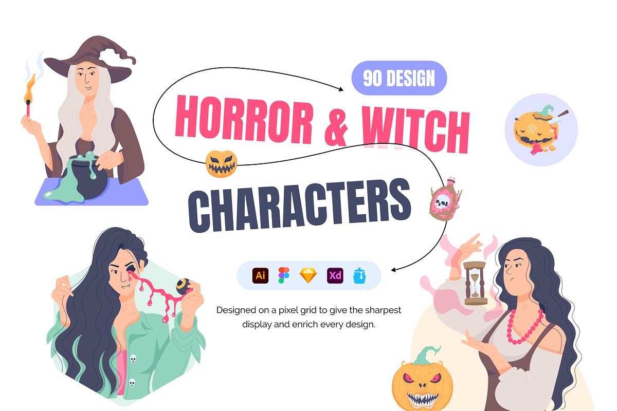 Horror and Witch Characters Set, a Duotone Icon by Prosymbols (Photo 1 of 8)