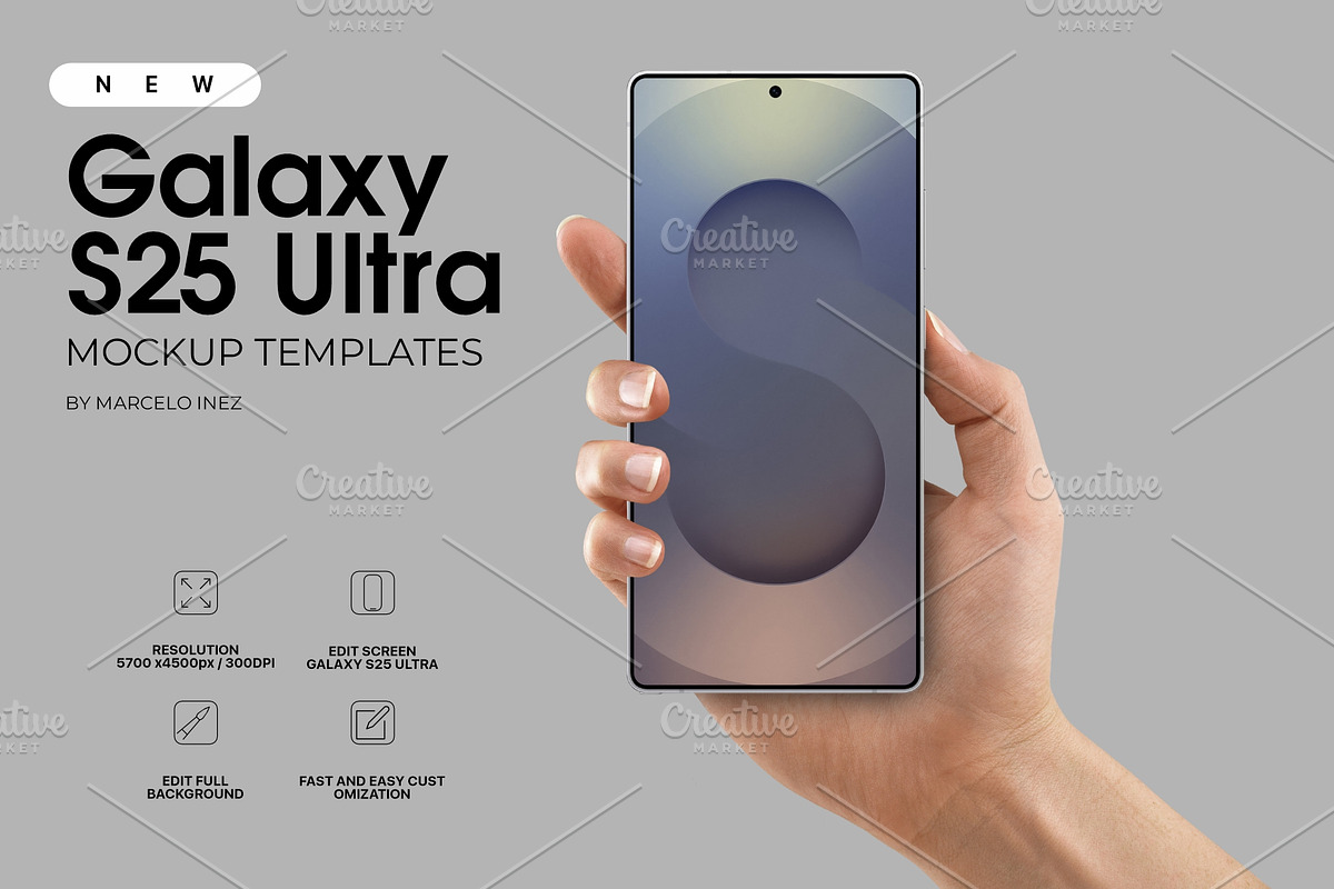 Galaxy S25 Ultra in Hand Mockup, an Android Mockup by Marcelo Inez