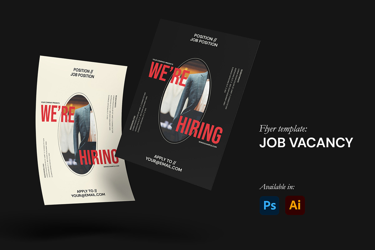 Job Vacancy Flyers, a Flyer Template by Pi Plus Graphic (Photo 1 of 4)