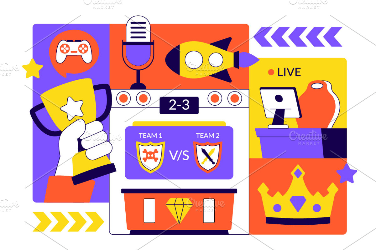 10 Online Gaming Esports Arena, a Sport Illustration by denayunebgt (Photo 4 of 4)