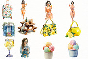 Watercolor Italy Summer Clipart, an Illustration by Designworld (Thumbnail 3 of 5)
