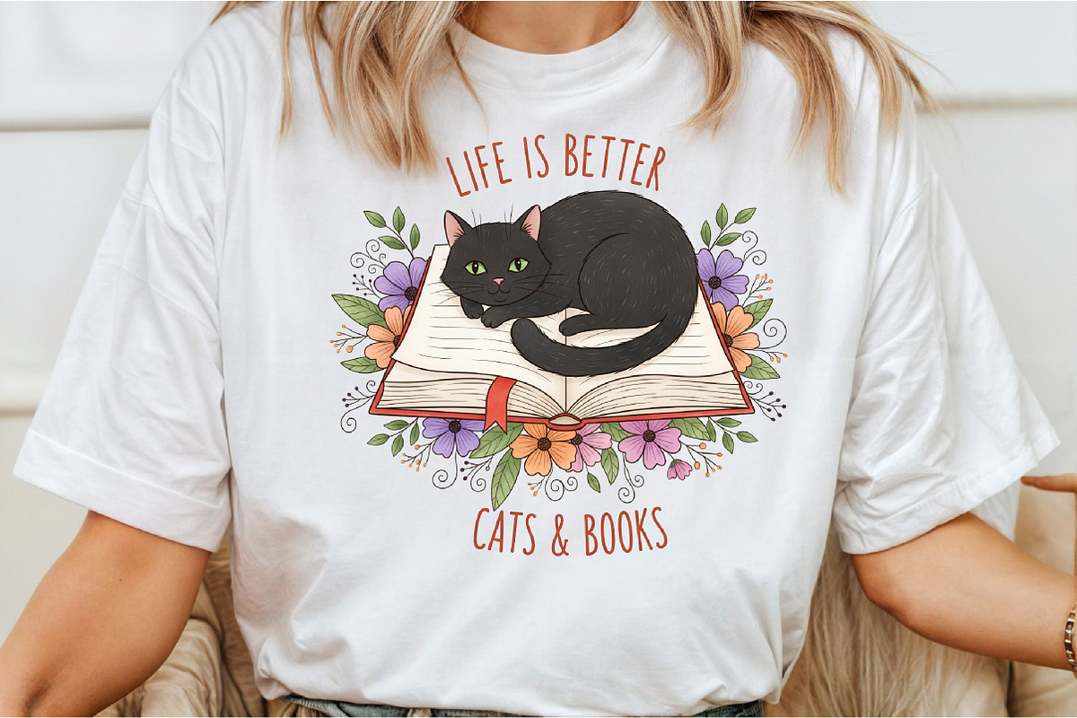 Life is Better,Cat And Books, an Illustration by DreamCafeArt (Photo 4 of 6)