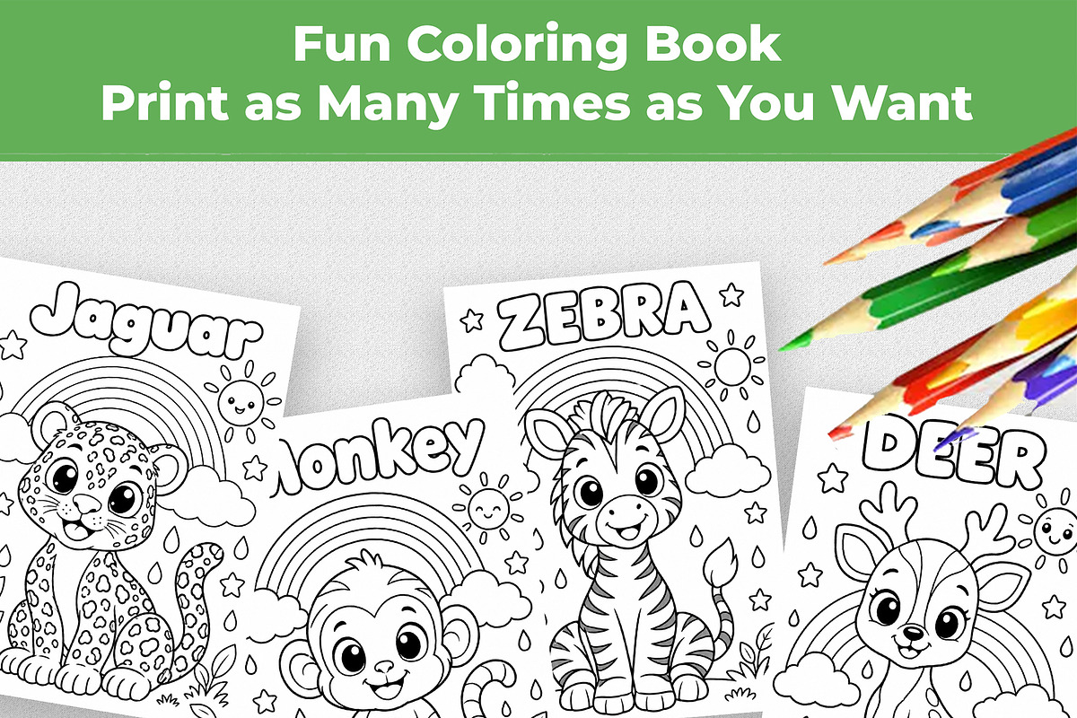 Animal Coloring Book Kids 30 Page, an Education Illustration by Mohammad Sarfaraz (Photo 5 of 15)