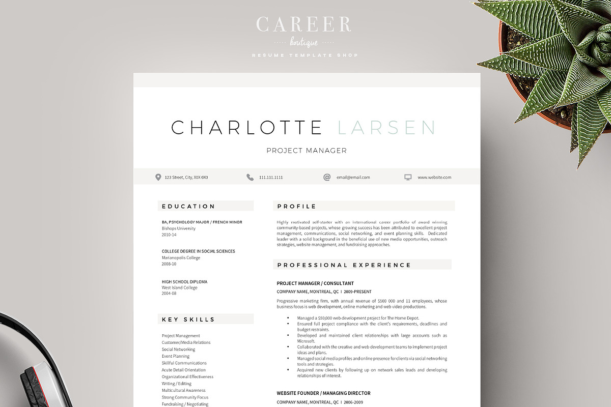 Modern Resume & CoverLetter Template, a Resume Template by careerboutique (Photo 1 of 6)
