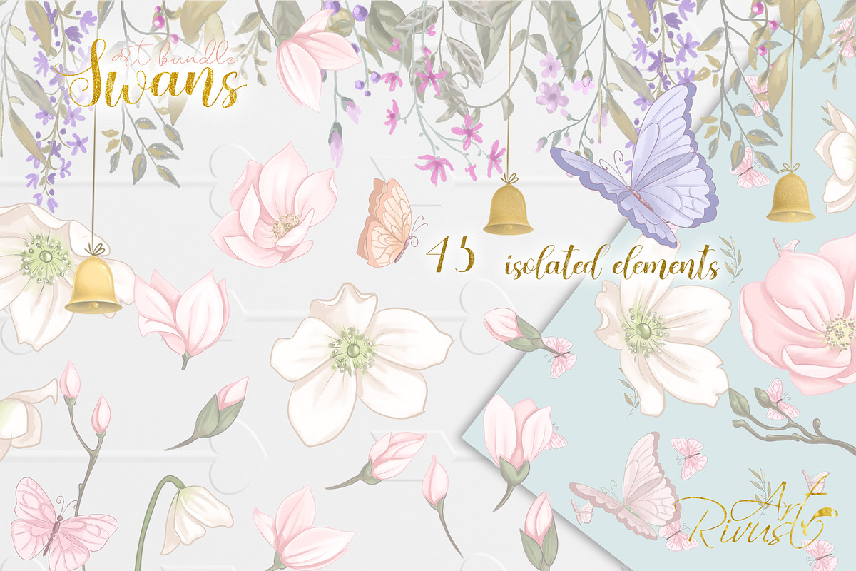 Swans wedding baby shower clipart, an Animal Illustration by RivusArt (Photo 7 of 10)