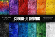 Colorful Grunge Digital Paper, a Pattern Graphic by Chromolume Studio (Thumbnail 1 of 28)