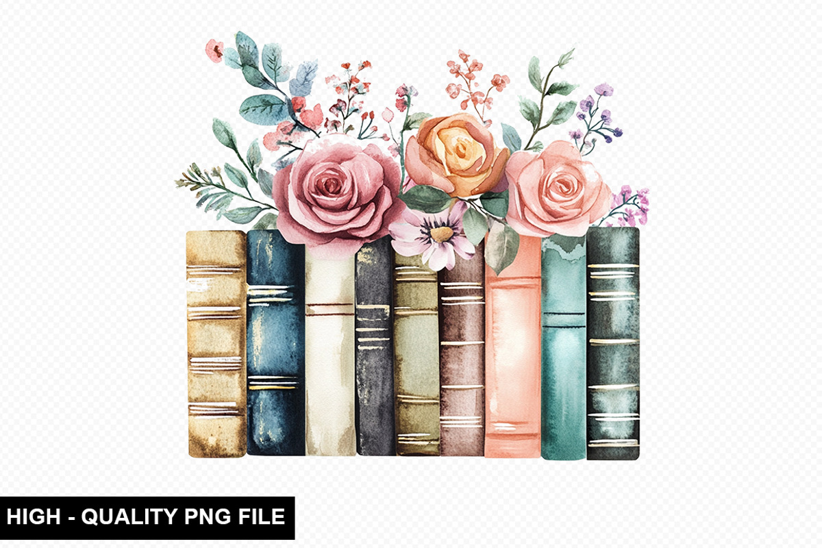 Watercolor Floral Book Clipart, an Illustration by crative8112 (Photo 5 of 10)