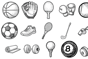 Sports Equipment Set, an Object Graphic by nikagraphic