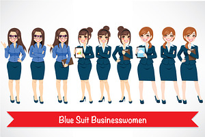 3 Businesswomen Blue Suits