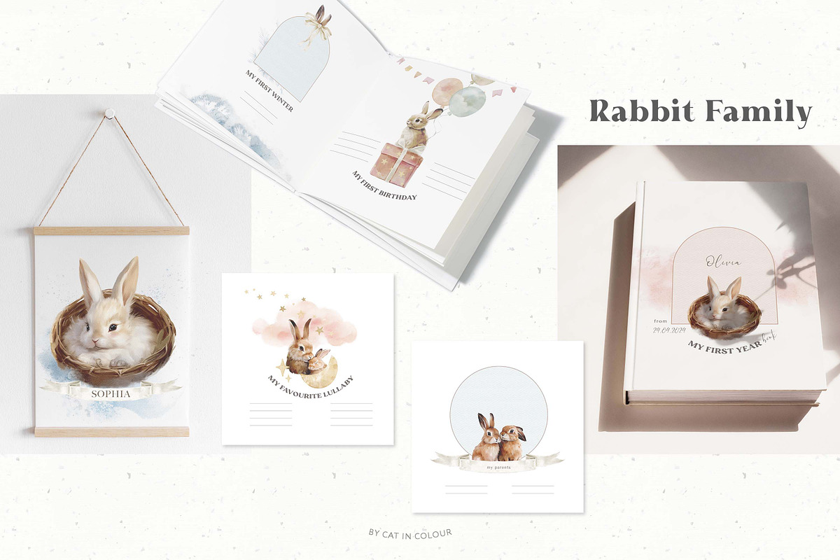 Baby First Year Watercolor Set, an Animal Illustration by Cat In Colour (Photo 10 of 10)