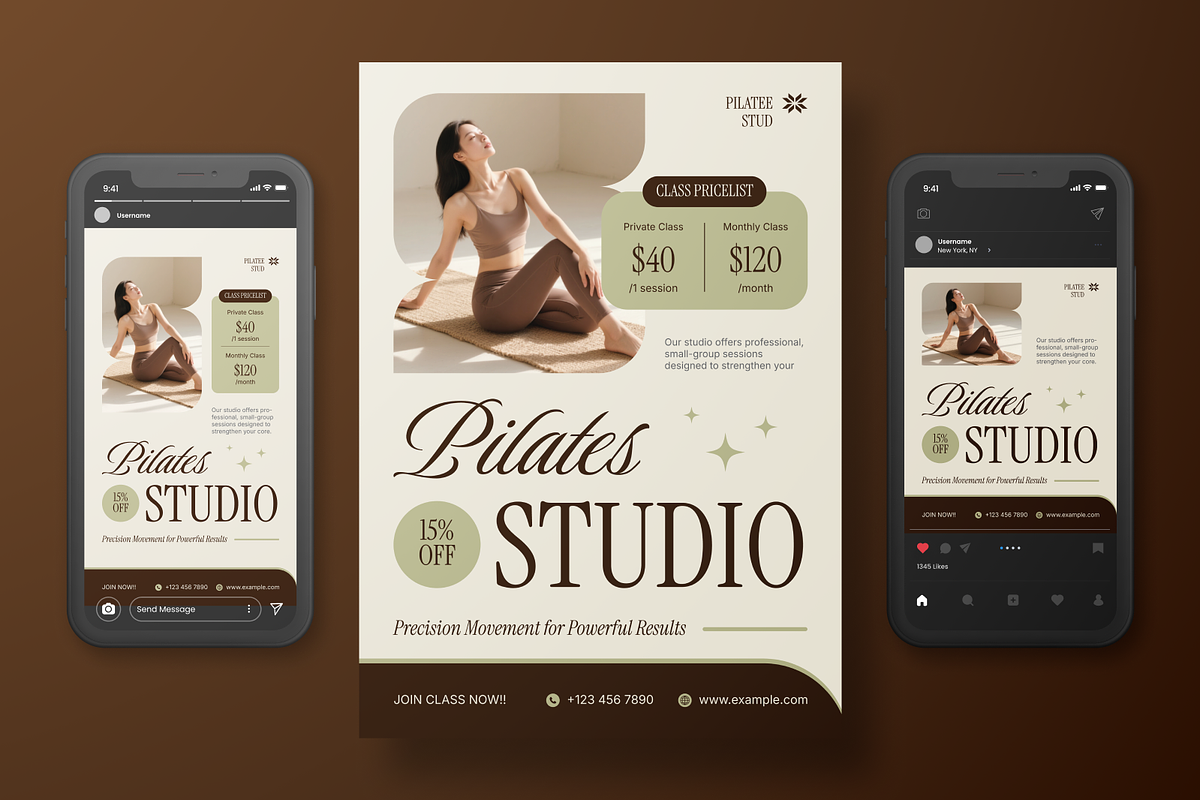 Pilates Studio Class Flyer Set, a Flyer Template by Annora Studio (Photo 3 of 6)