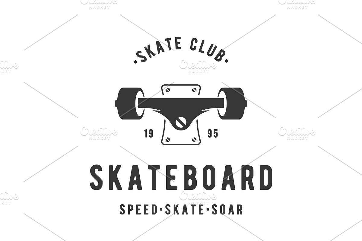 retro vintage skateboard logo design, a Branding & Logo Template by LOGOCREATIVE