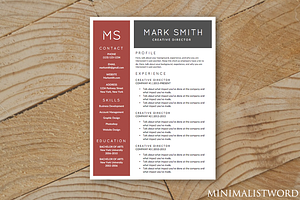 Red Black Resume Template - MS Word