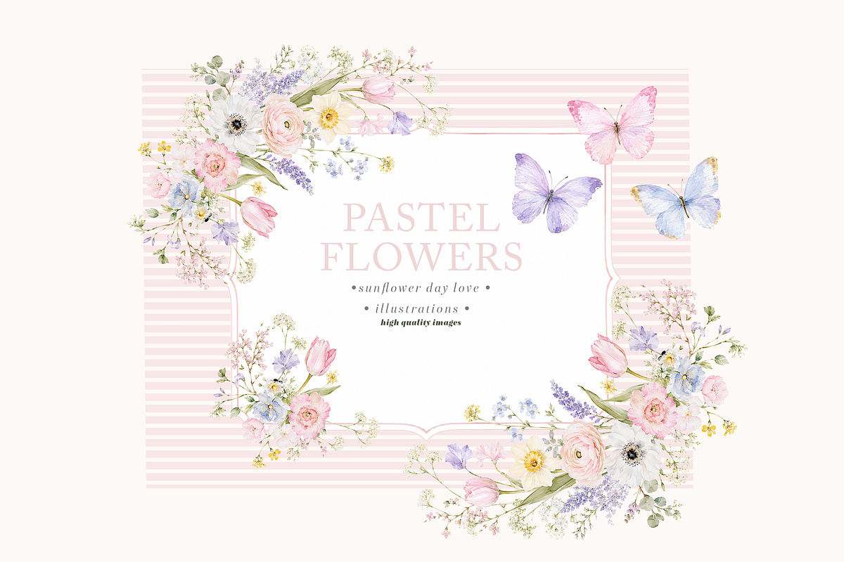 Wildflowers Butterflies Clipart, a Decorative Illustration by Sunflower Day Love (Photo 1 of 4)
