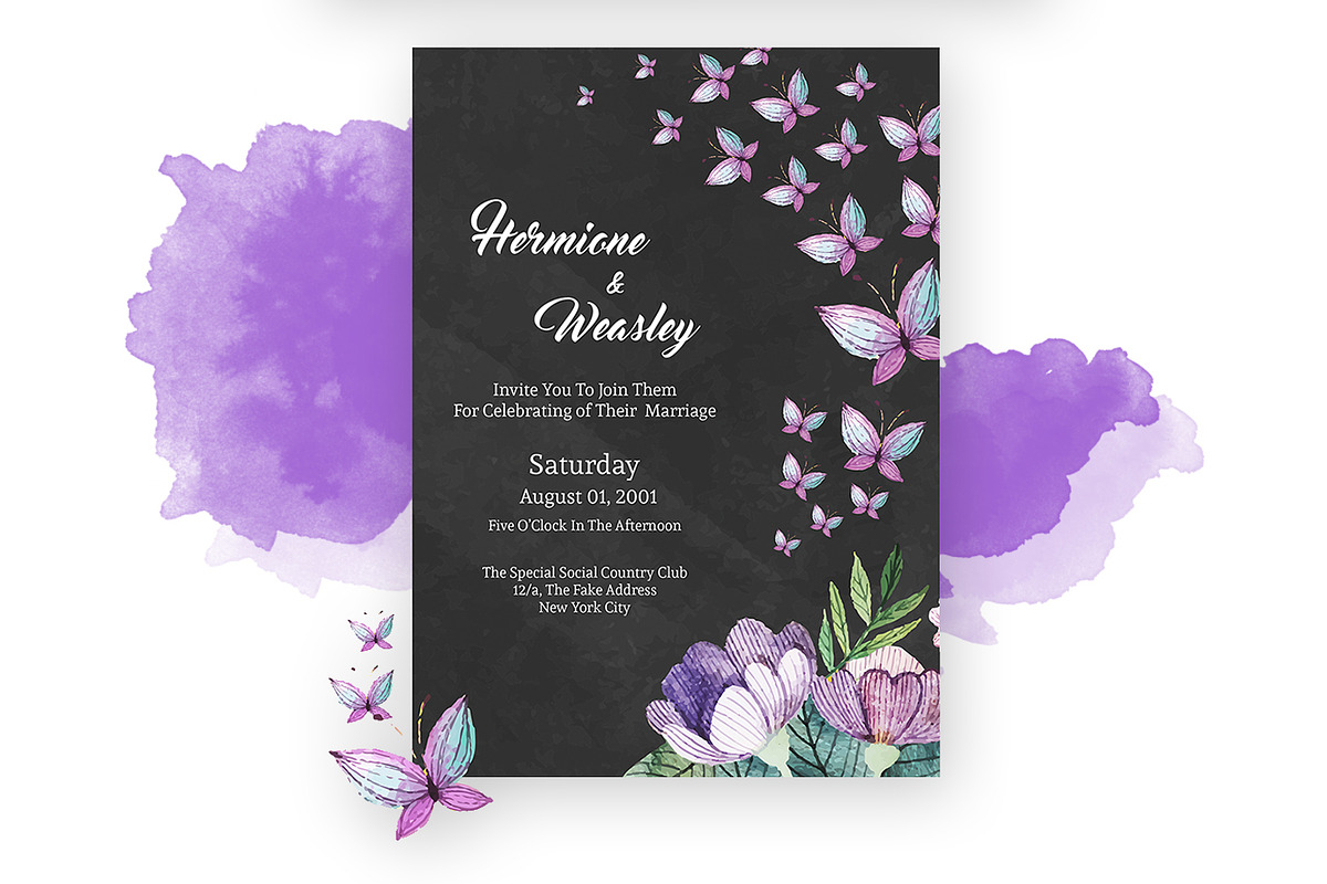 Floral Wedding Invitation Card, an Invitation Template by Geek Shop (Photo 2 of 4)