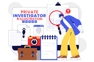 9 Private Investigator Illustration, a Person Illustration by denayunebgt
