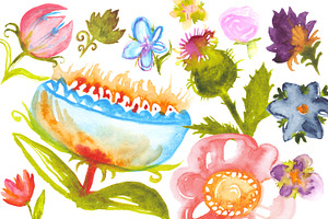 Quirky watercolor flowers
