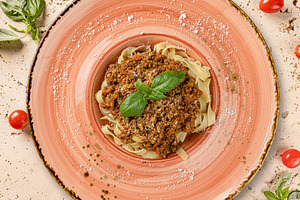 Delicious tagliatelle with bolognese sauce, a Photo by Grafvision photography