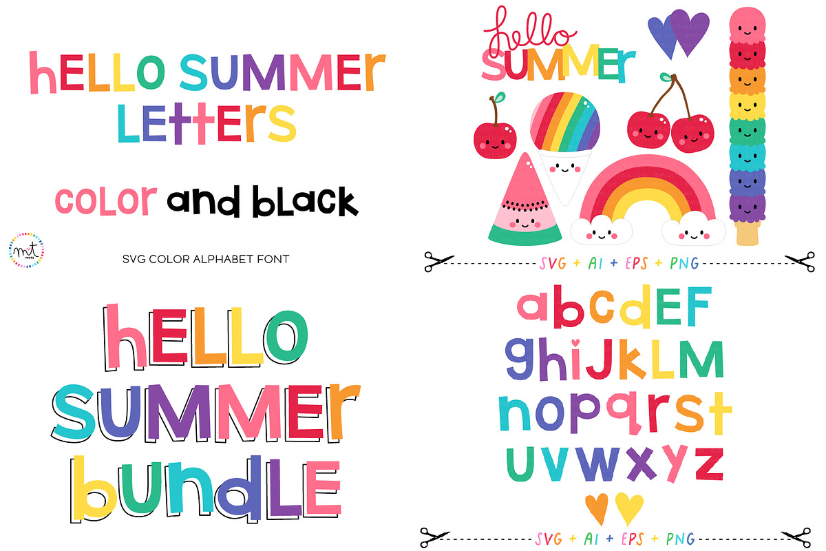 Hello Summer Color Font + SVG Bundle, a Sans Serif Font by Miss Tiina (Photo 1 of 5)