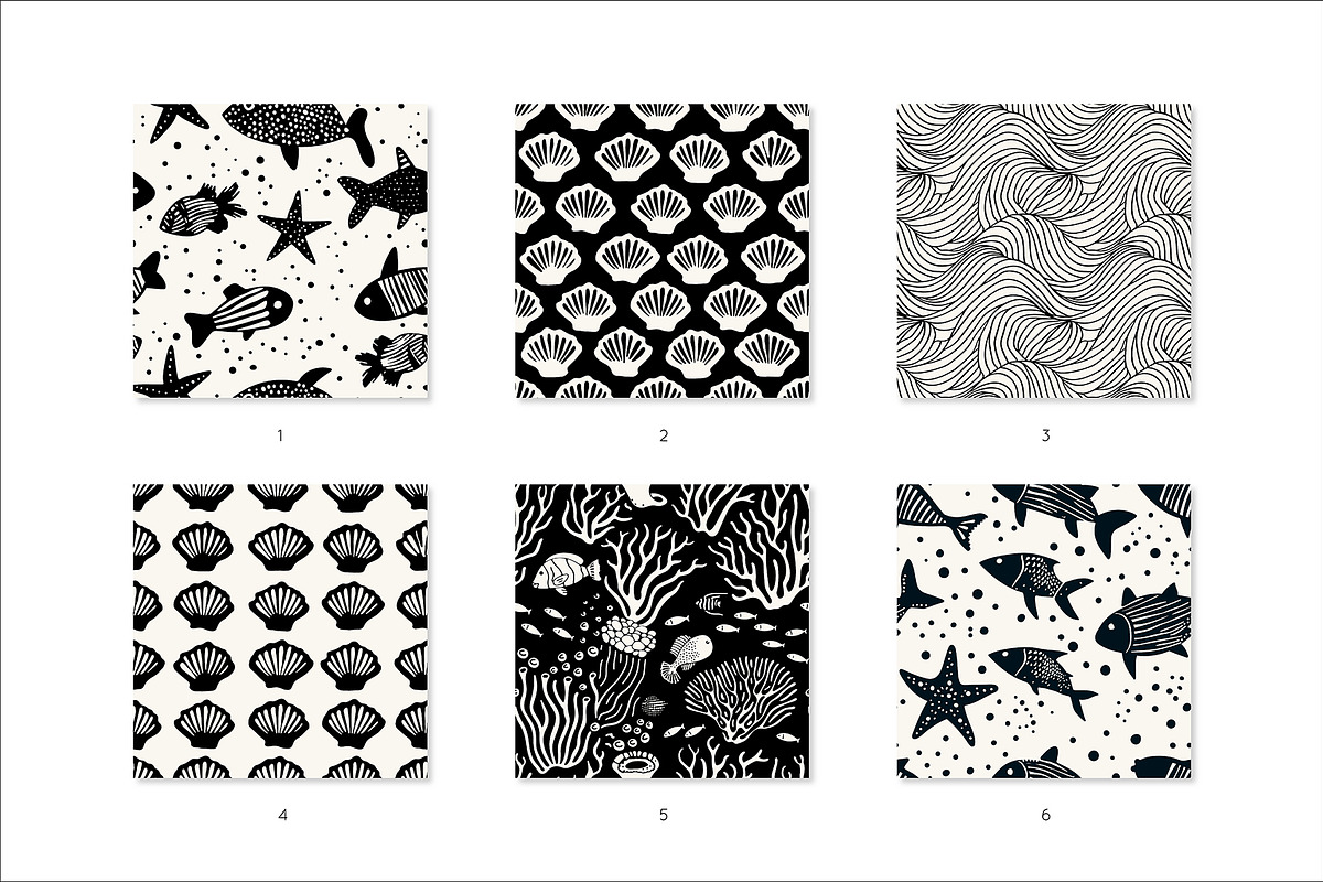Underwater Seamless Patterns Bundle, a Pattern Graphic by Curly_Pat (Photo 3 of 15)