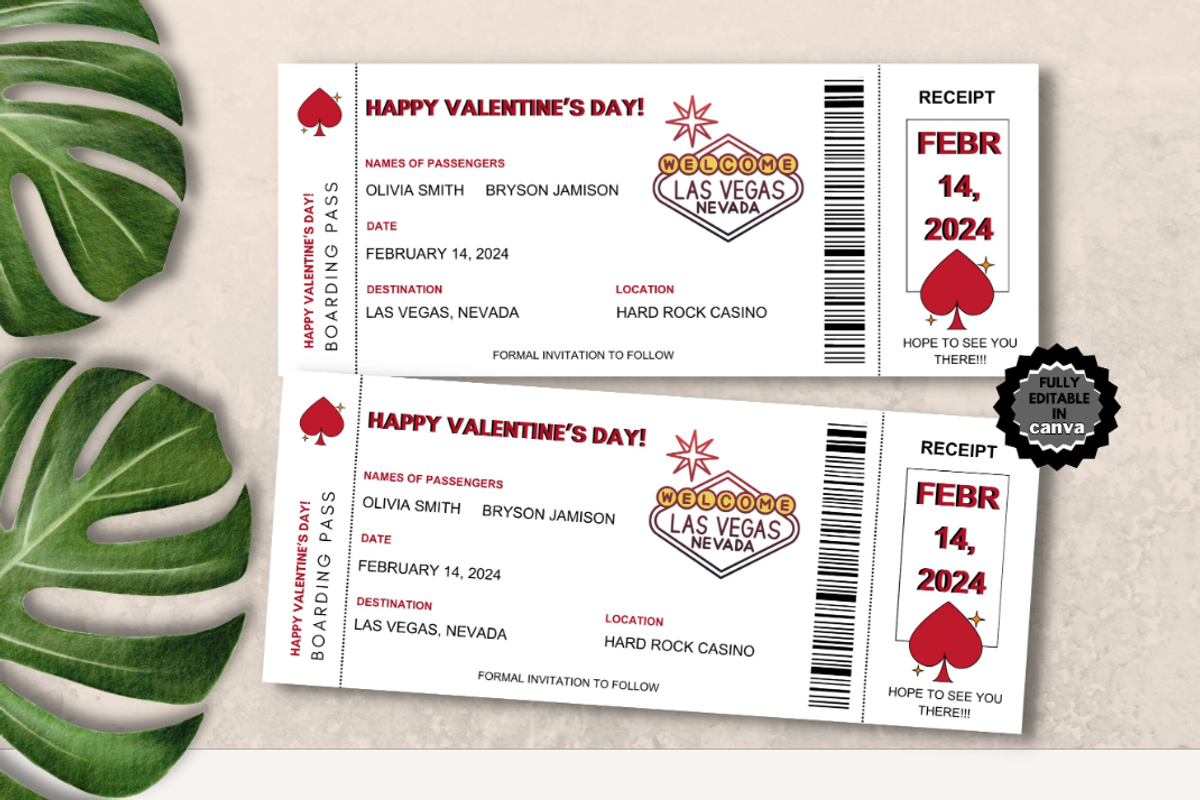 Boarding Pass for Valentine's Day, a Card Template by YasdeyDesigns (Photo 1 of 7)