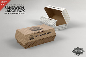 Large Sandwich Box Packaging Mockup