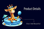 Funny Giraffe in Pool Party Clipart, a Graphic by CitraGraphics (Thumbnail 3 of 6)