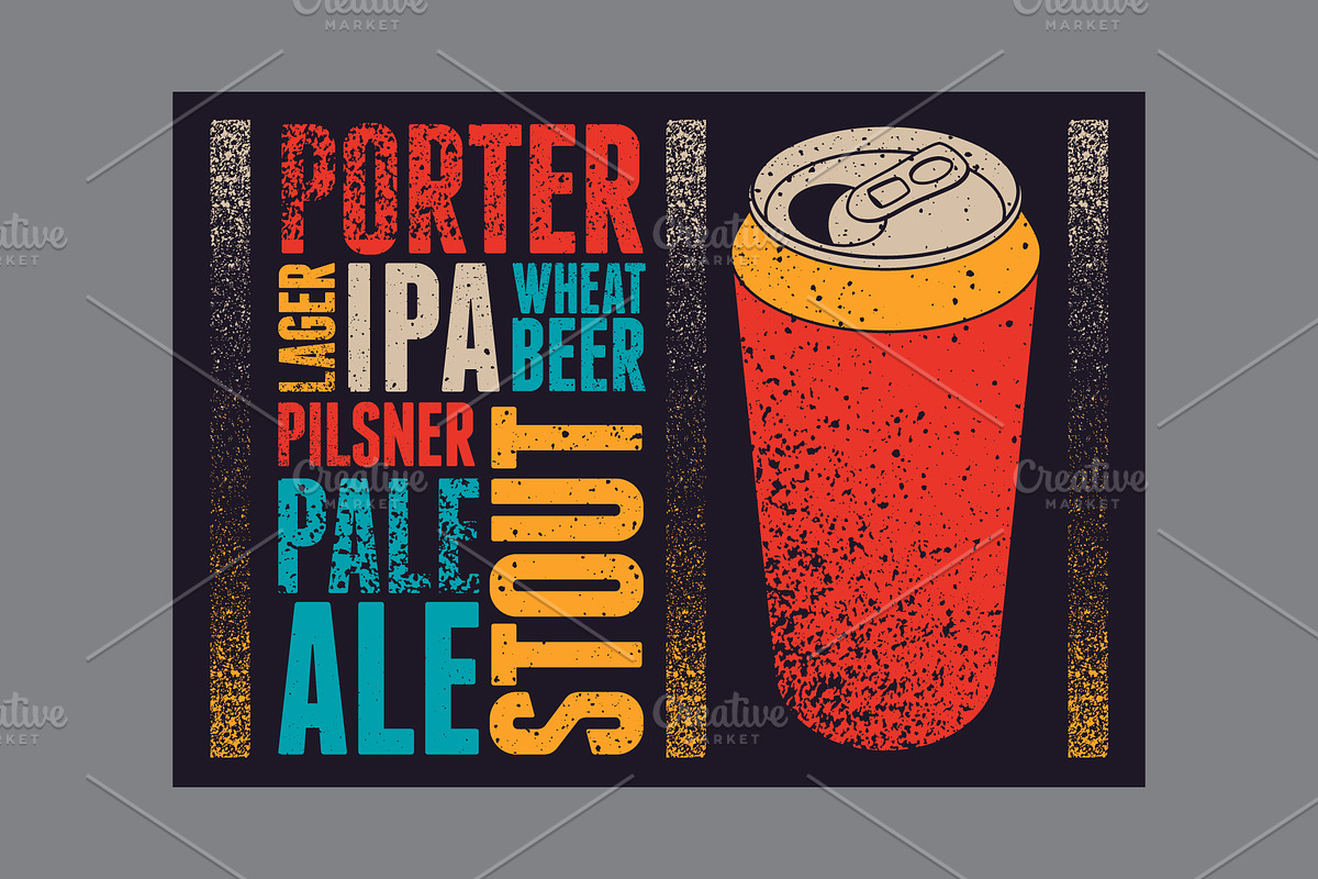Beer grunge vector poster set., a Food Illustration by PoPaShop (Photo 3 of 9)