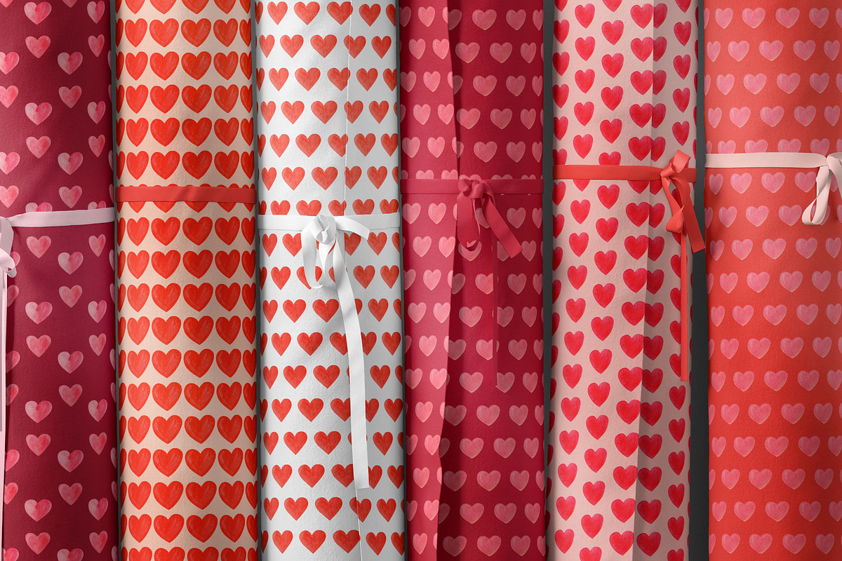 Watercolor Hearts Patterns, a Pattern Graphic by Tiger and Flower (Photo 8 of 10)
