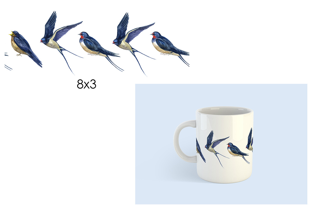 Watercolor bird swallow clipart png, an Animal Illustration by KomtsyanTatyanaArt (Photo 6 of 6)