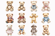 Watercolor Teddy Bear Clipart, an Illustration by Design Market (Thumbnail 4 of 5)