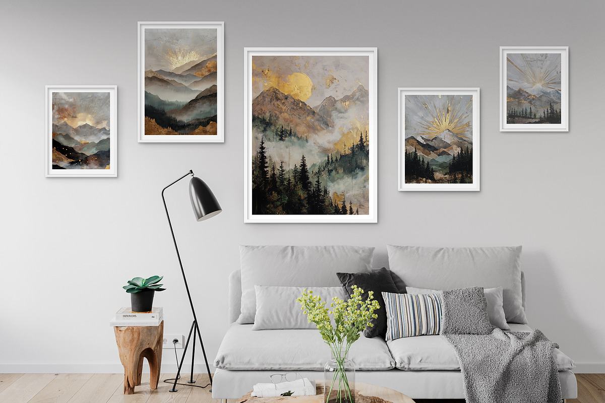 Golden Sunrise Landscape Art, a Decorative Illustration by Housui Patterns (Photo 10 of 12)