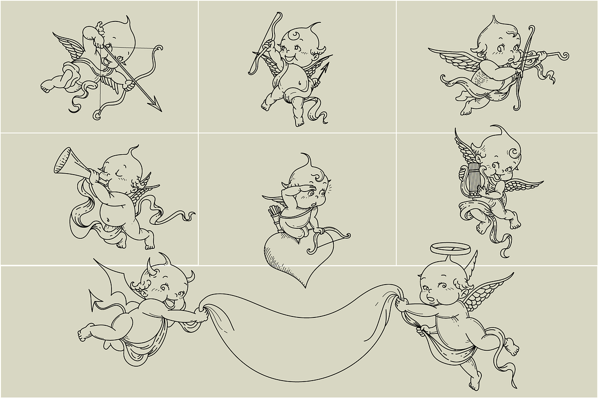 14 Angels - Vector Illustrations, an Illustration by Inkwell Supply Co (Photo 4 of 12)