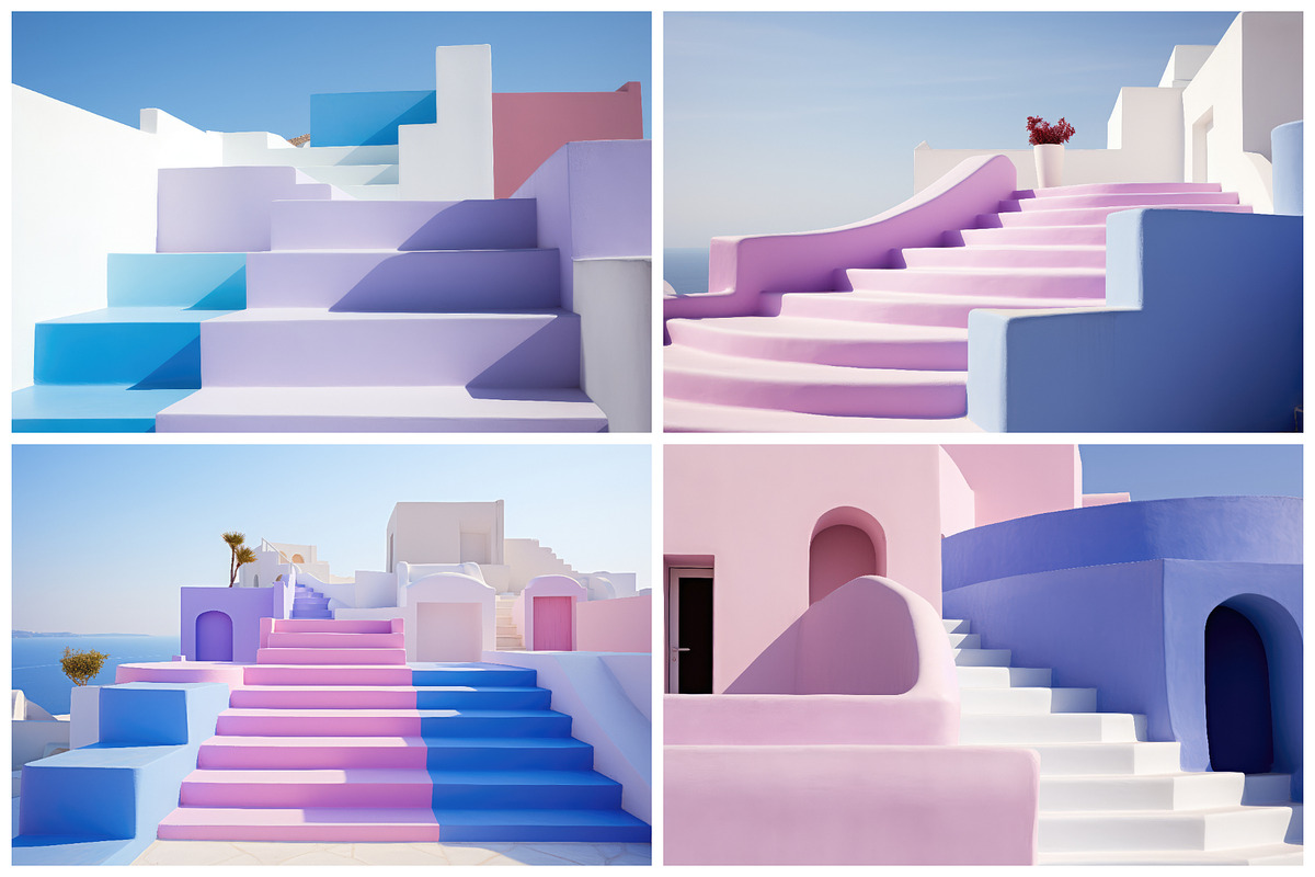 32 Santorini Stairs Illustrations, a Wallpaper Graphic by HipFonts (Photo 5 of 9)