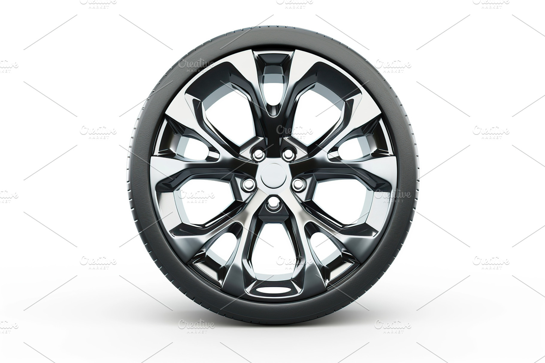 Car wheel with tire isolated on white background, a Transportation Photo by AlyaAnd