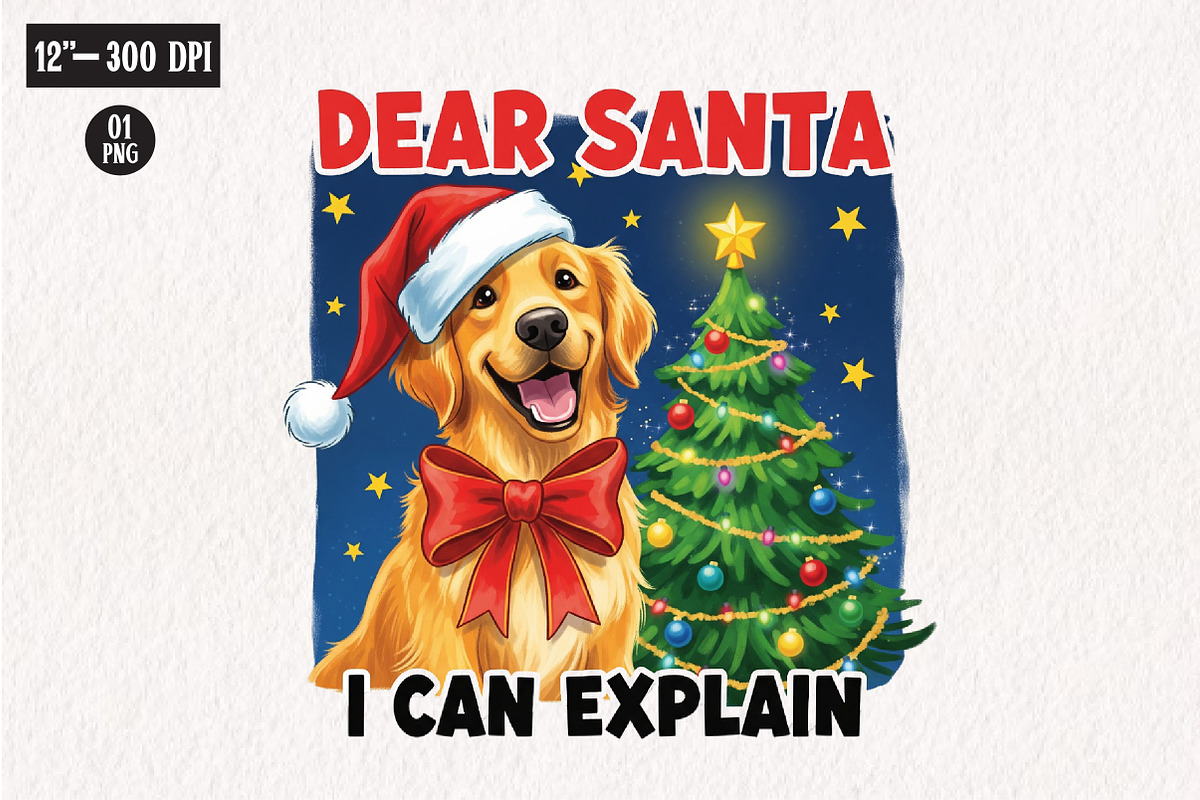 Christmas Funny Dog Dear Santa Png, an Illustration by CreationArt (Photo 1 of 4)