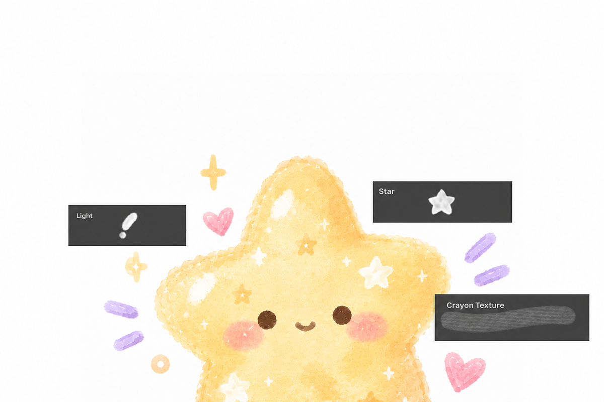 30+ Cute Crayone Procreate Brushes, a Brush Add-On by BeeRubby (Photo 7 of 7)