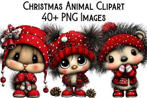 Christmas Animal Clipart Bundle, an Illustration by Pixels.Craft
