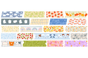 Patterned kawaii washi tapes, an Object Illustration by Vectorbuum