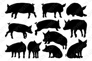 Pig Silhouettes Farm Animal Set