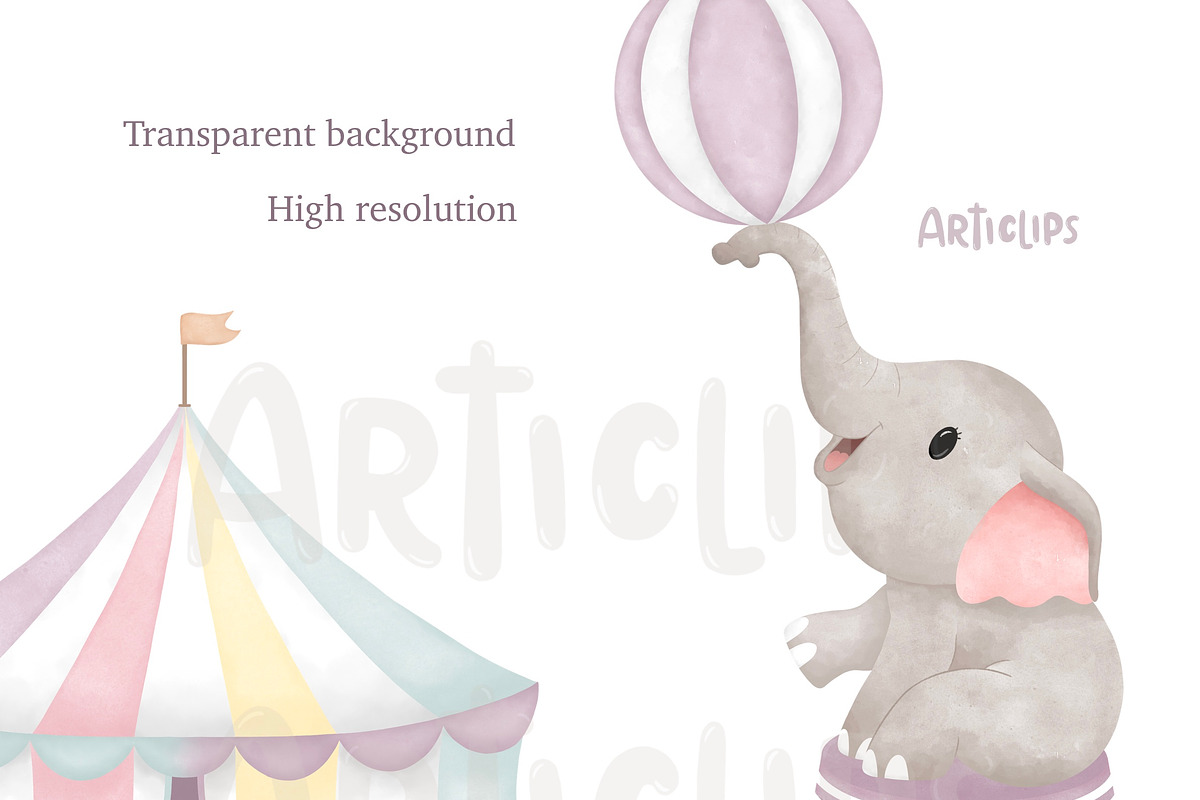 Pastel Circus Clipart, a Decorative Illustration by Articlips (Photo 2 of 3)